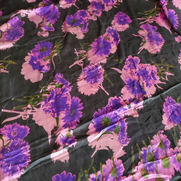 Women Authentic Satya Paul Pure Crepe Saree With Floral Theme Bollywood Designer - Picture 9 of 12